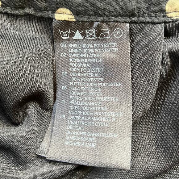 H&M Polk Dot Pleat Skirt Size 8 Black Cream Satin Waist - Picture 6 of 6